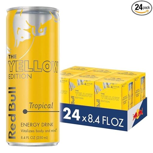 Red Bull Yellow Edition Tropical Energy Drink, 8.4 Fl Oz, 24 Cans (6 Packs of 4)